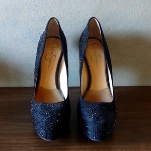 Jessica Simpson Black Sparkle Heels